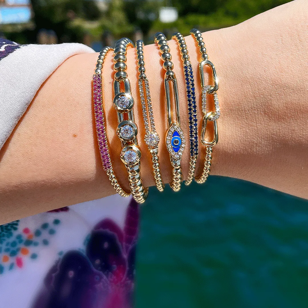 0.90ctw, 18K Yellow Gold Tresore Stretch Bracelet