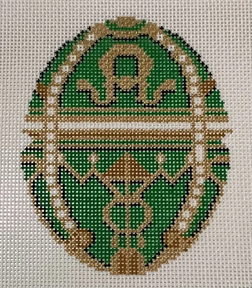 21-108 Faberge Egg - Green - oval