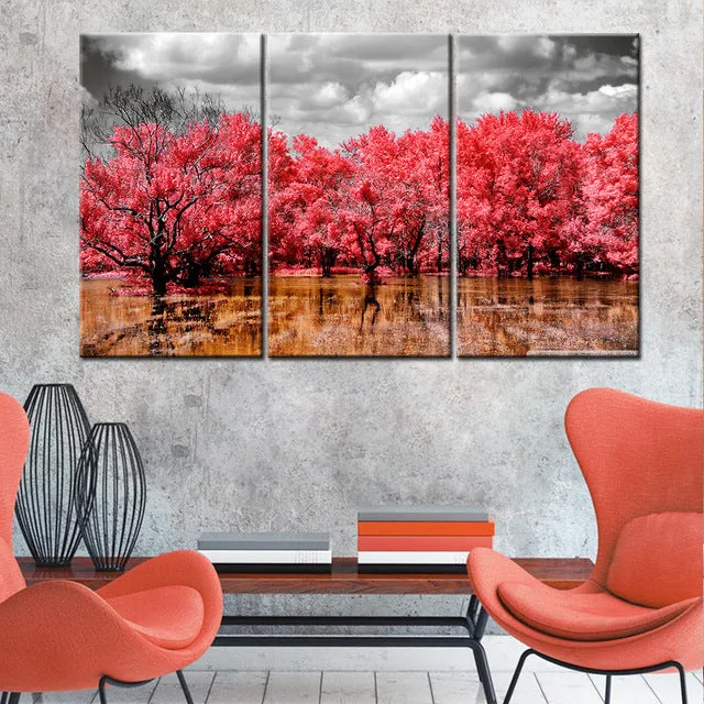 3 Piece Set Trees Wall Art Canvas Painting