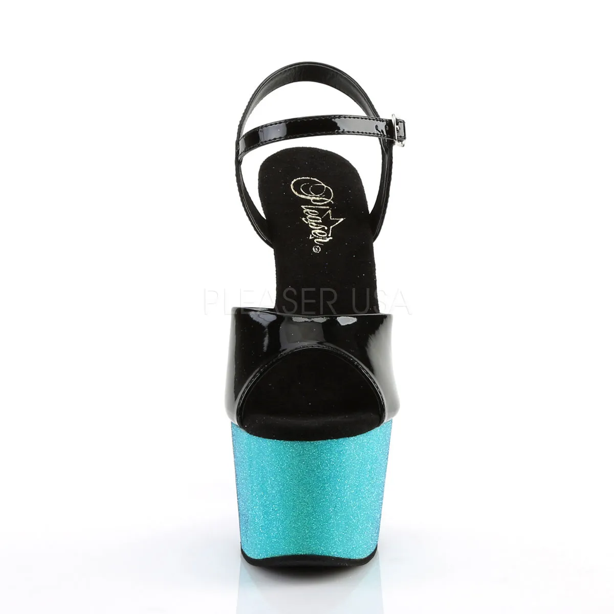 ADORE-709OMBRE  Black Patent/Aqua-Blue Ombre