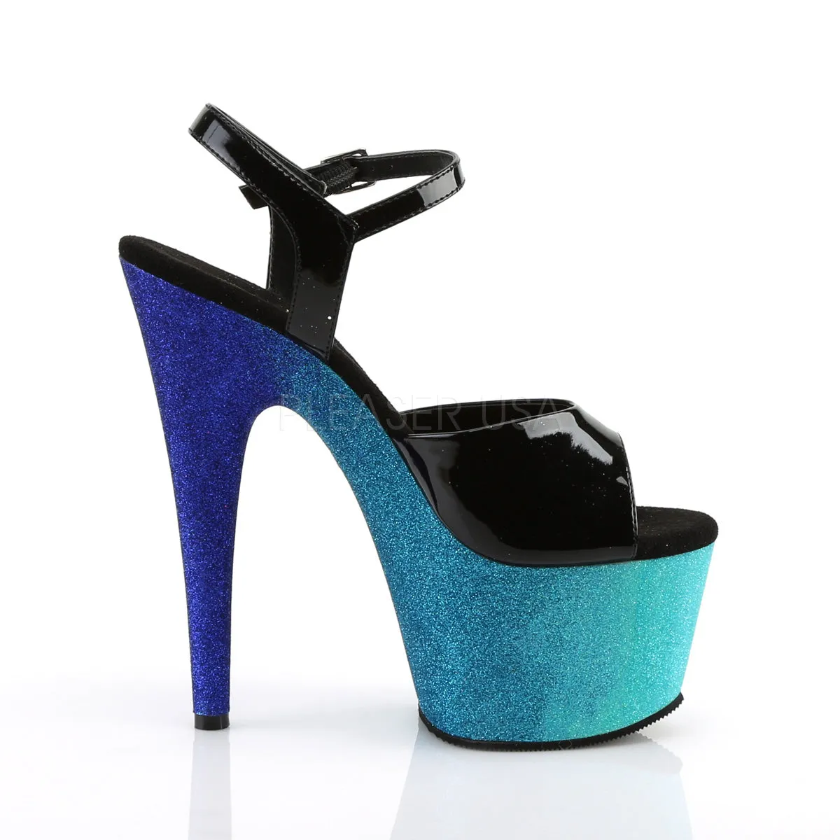 ADORE-709OMBRE  Black Patent/Aqua-Blue Ombre