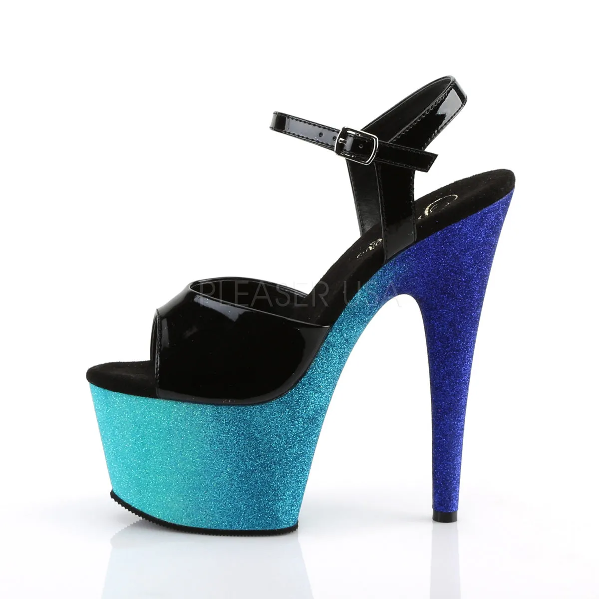 ADORE-709OMBRE  Black Patent/Aqua-Blue Ombre