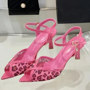 ADVBRIDGE  -  Fashion Leopard Print Thin High Heeled Shoes Woman Pointed Toe Buckle Shallow Women Sandals Summer Sexy Open Toe Party Shoes