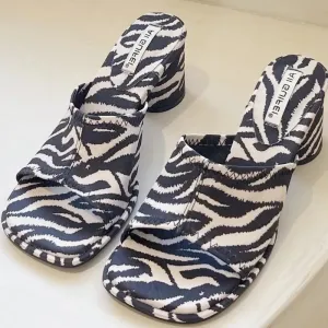 ADVBRIDGE  -  Fashion Square Toe Zebra Print Slide Sandals Shallow Chunky Heel Open Toe High Heels Summer Comfortable Non-slip Women Sandals