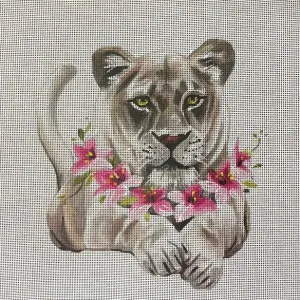AN519  lioness w floral collar