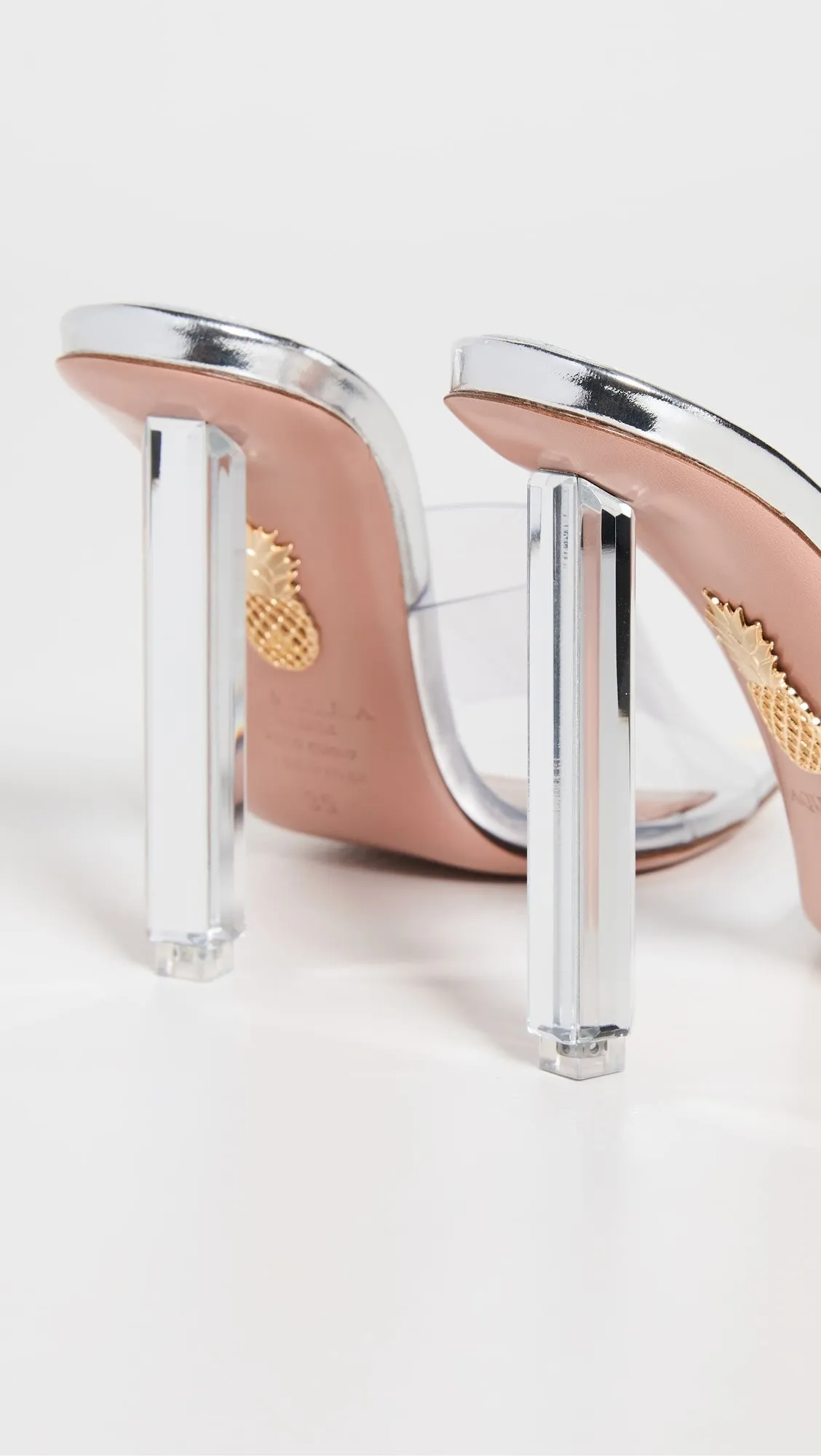 AQUAZZURA MIRROR PLEXI MULE SANDALS