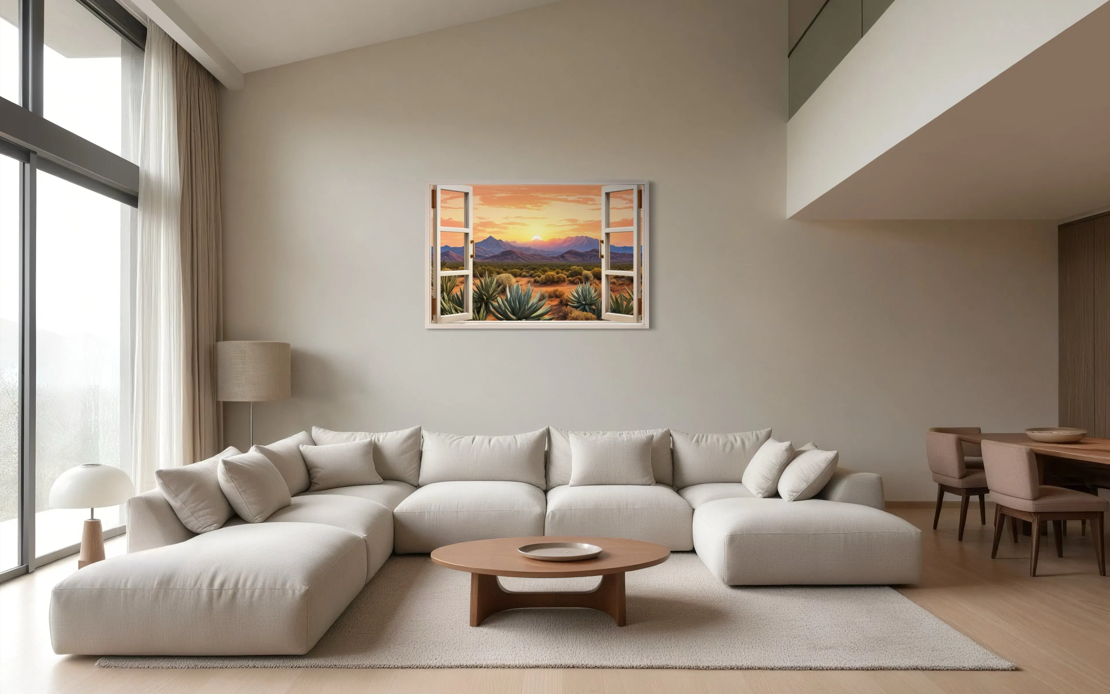 Arizona Desert Open Window View Framed Canvas Wall Art