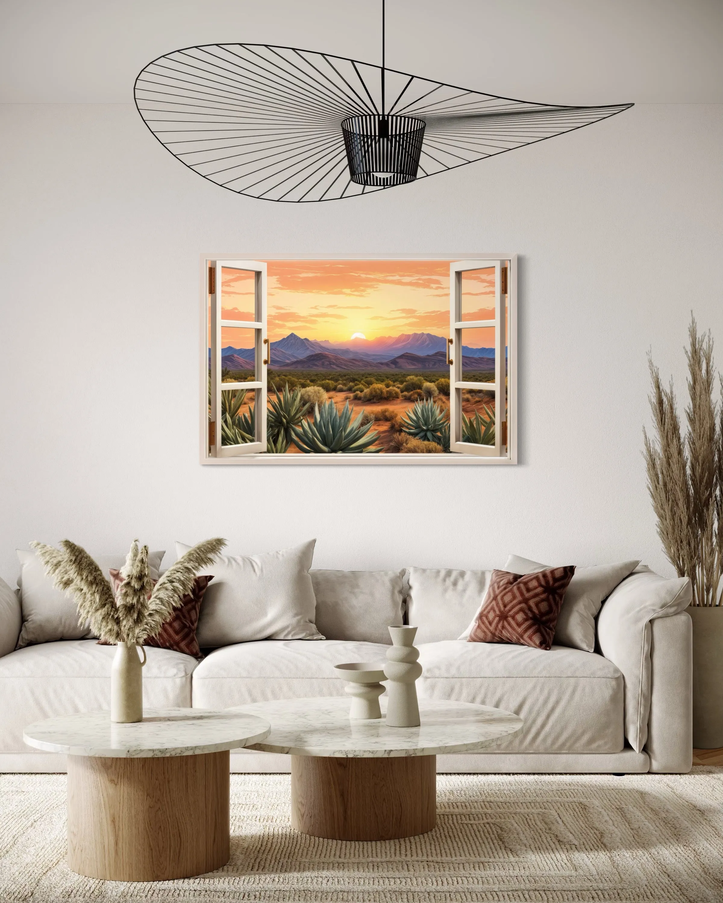 Arizona Desert Open Window View Framed Canvas Wall Art
