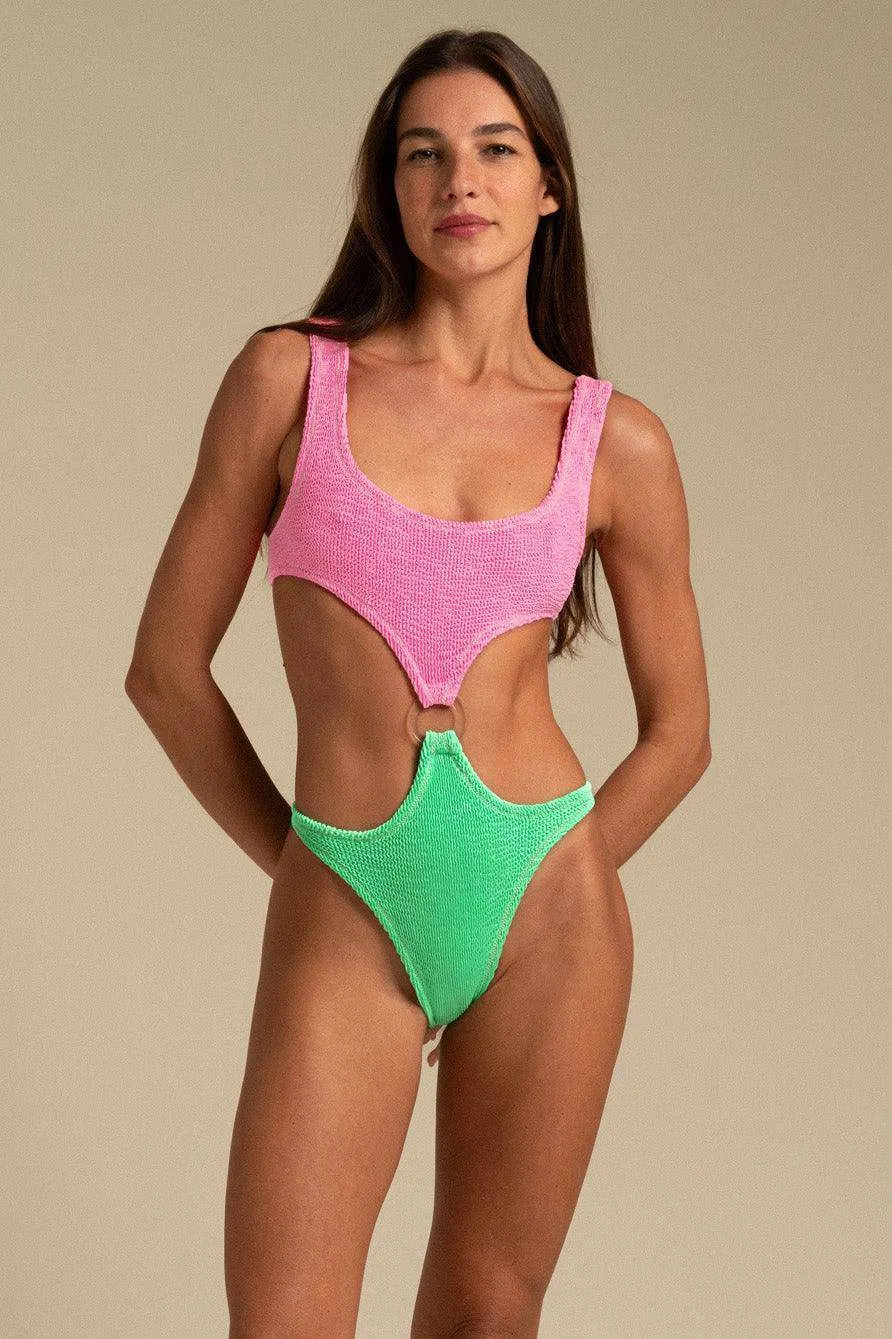 Augusta Swimsuit // Hot pink & Neon green