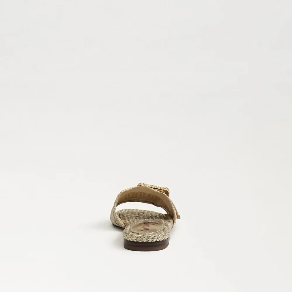 Bambi Slide Sandal in Amber Gold Raffia