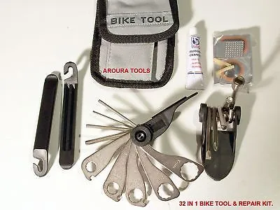 BICYCLE TOOLS & REPAIR KIT- 32 IN 1 - NEW IN POUCH.