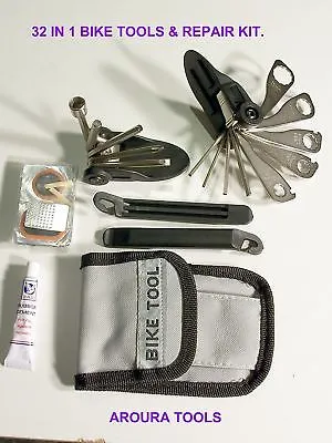 BICYCLE TOOLS & REPAIR KIT- 32 IN 1 - NEW IN POUCH.