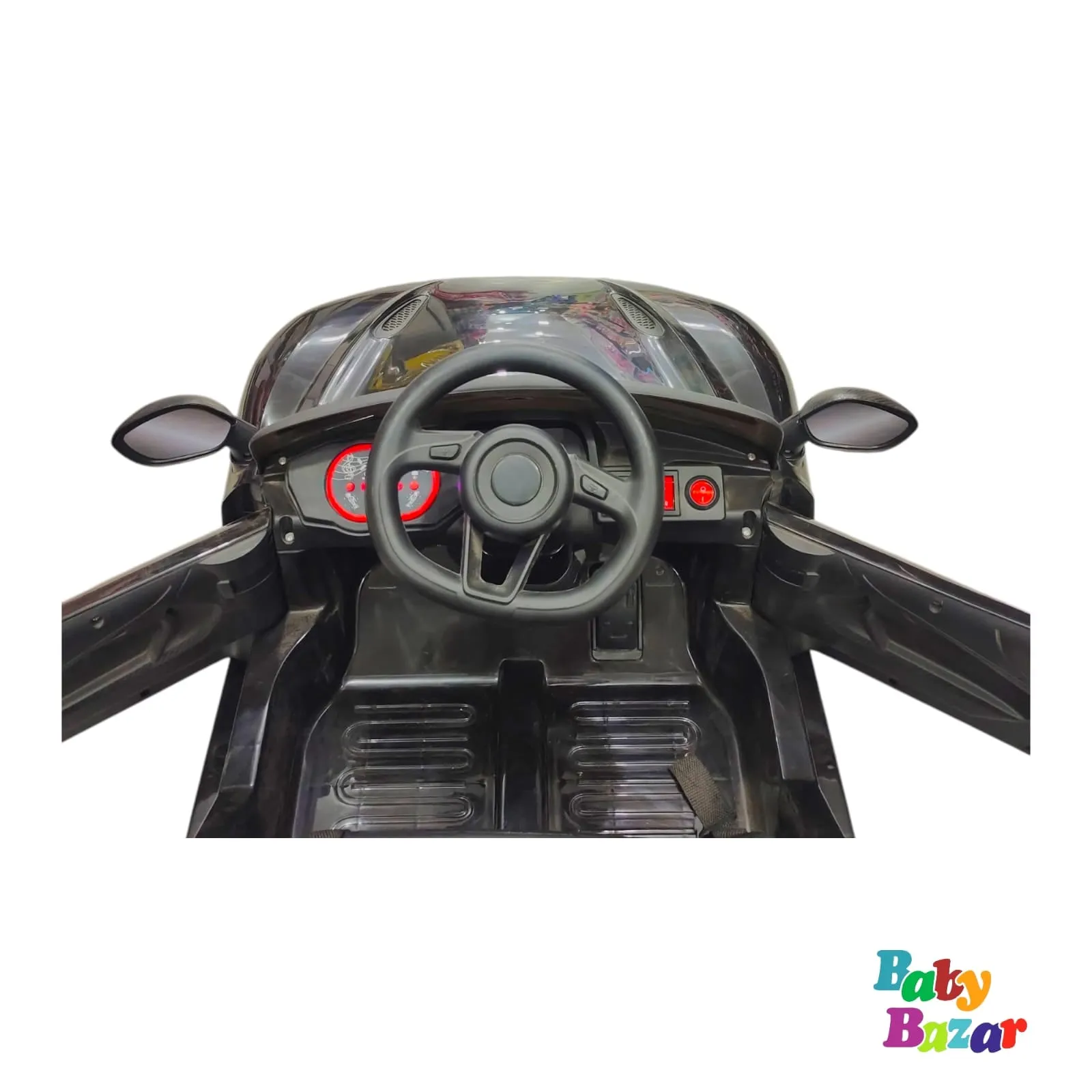 Black Police Ride-On Car for Kids – Electric Toy Car with Lights & Sounds
