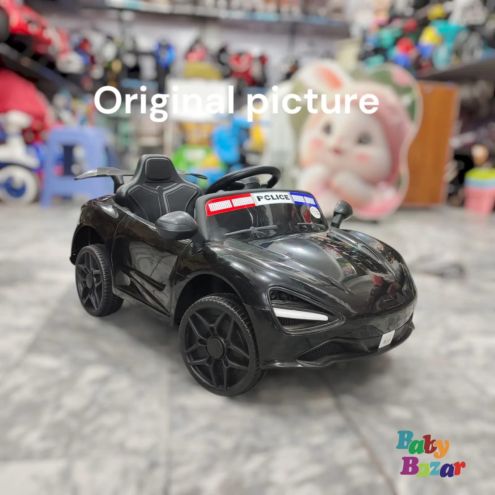 Black Police Ride-On Car for Kids – Electric Toy Car with Lights & Sounds