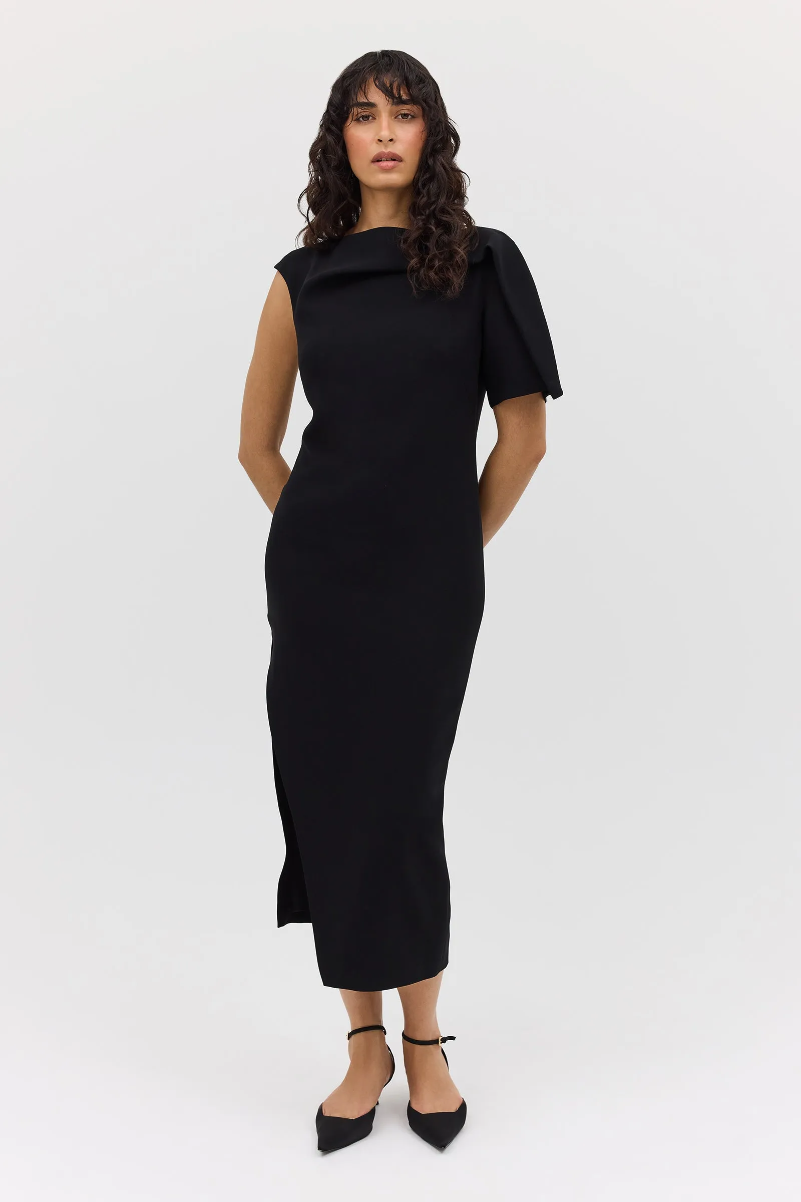 BLACK SUITING ANNEX DRESS