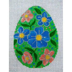 Blue & Peach Floral Egg