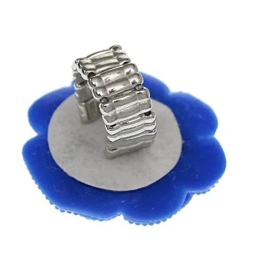 Blue Large Glitter Flower Stretch Ring
