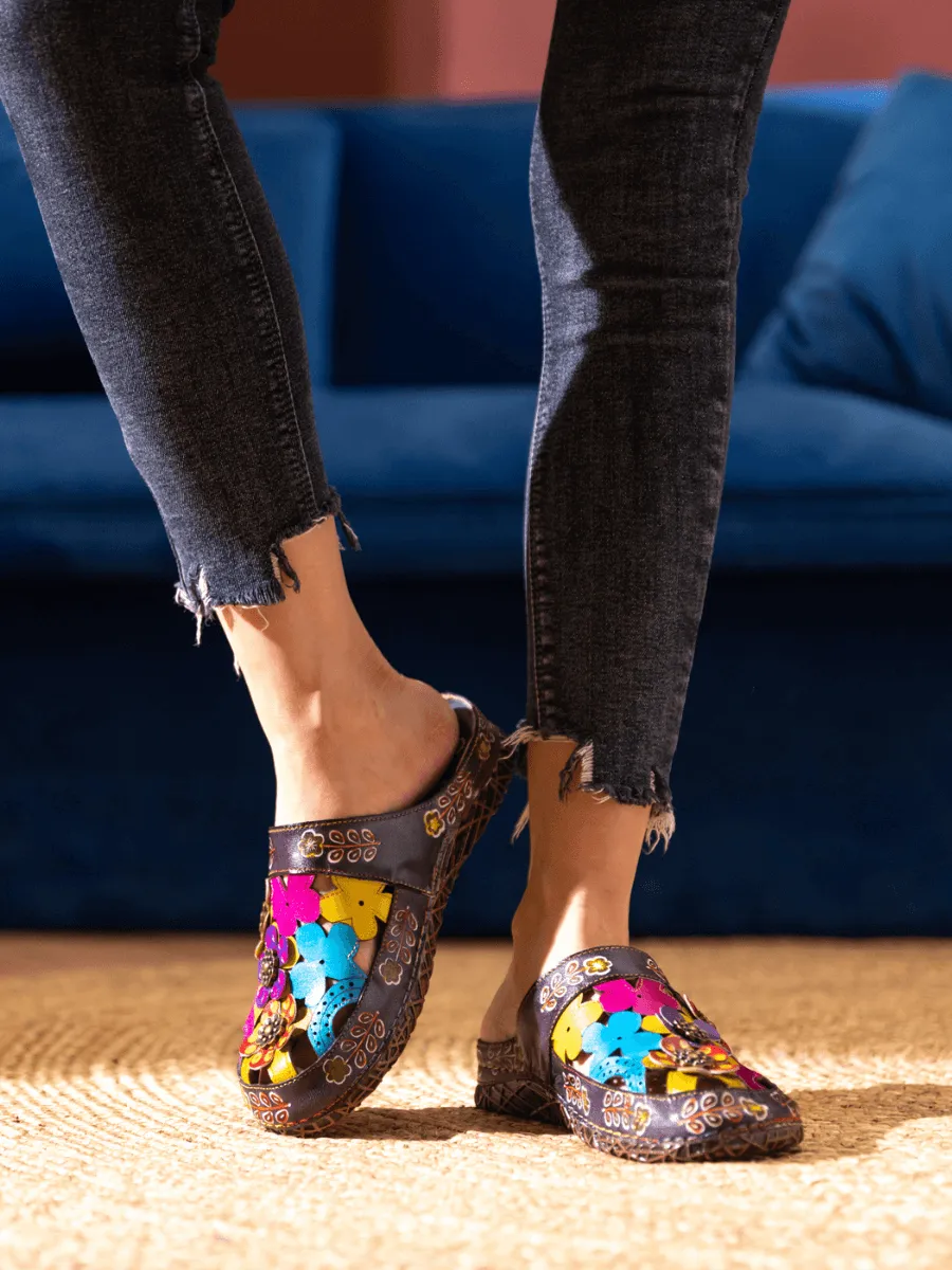Brickell Tropical Cut-Out Leather Sandal