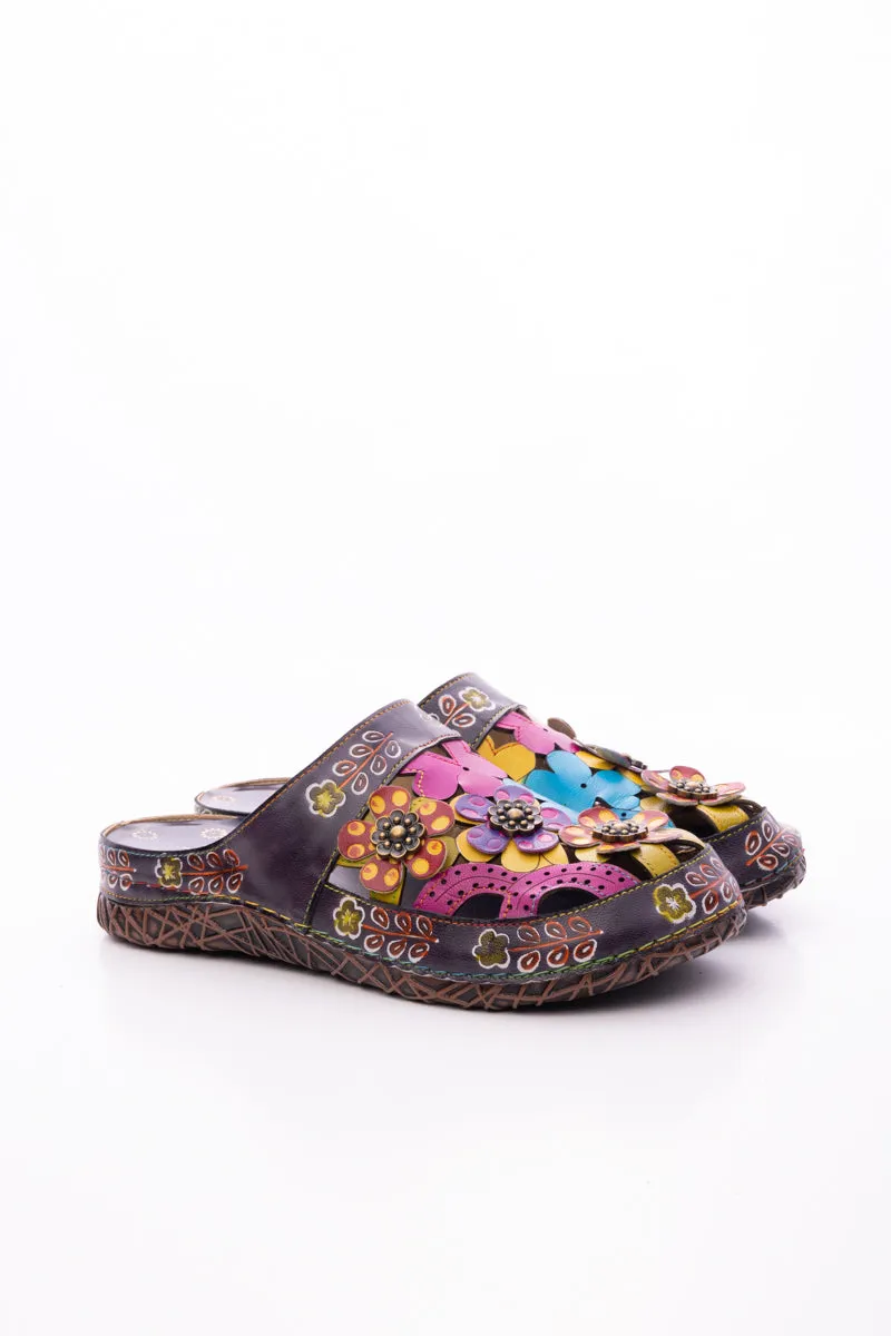 Brickell Tropical Cut-Out Leather Sandal
