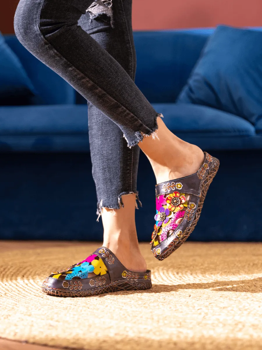Brickell Tropical Cut-Out Leather Sandal