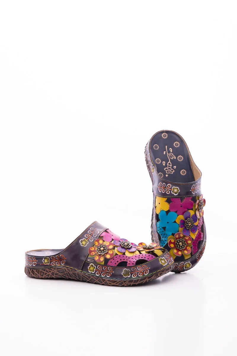 Brickell Tropical Cut-Out Leather Sandal