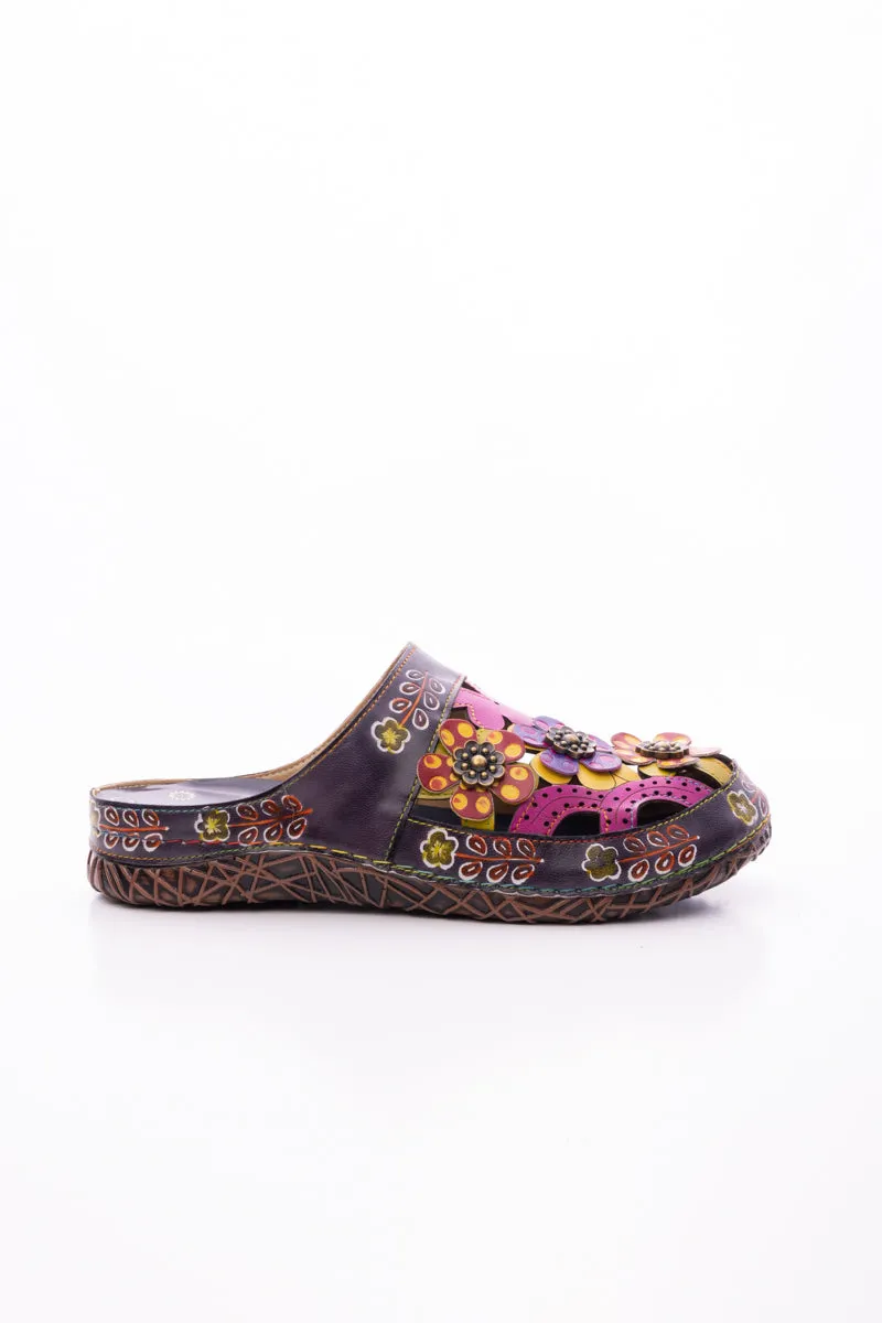 Brickell Tropical Cut-Out Leather Sandal