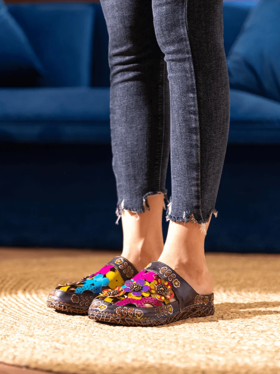 Brickell Tropical Cut-Out Leather Sandal