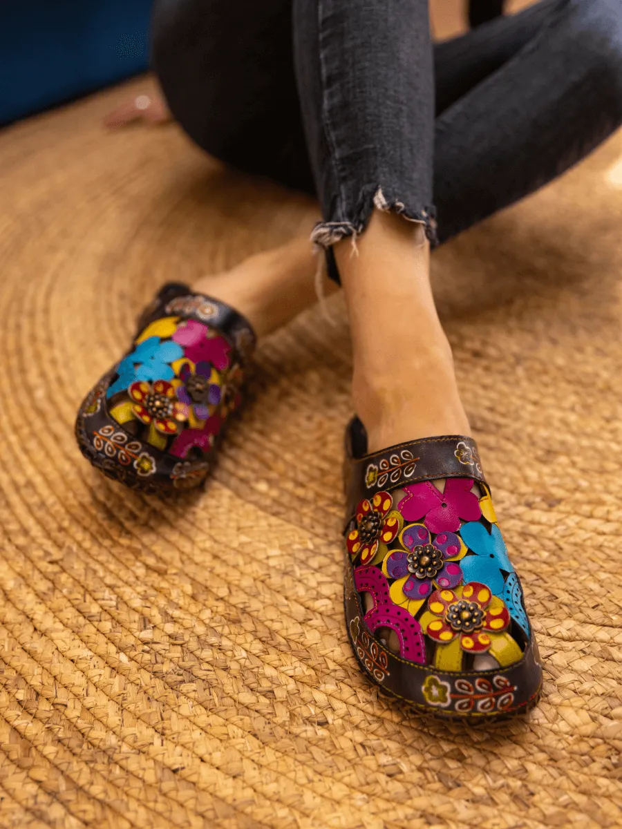 Brickell Tropical Cut-Out Leather Sandal