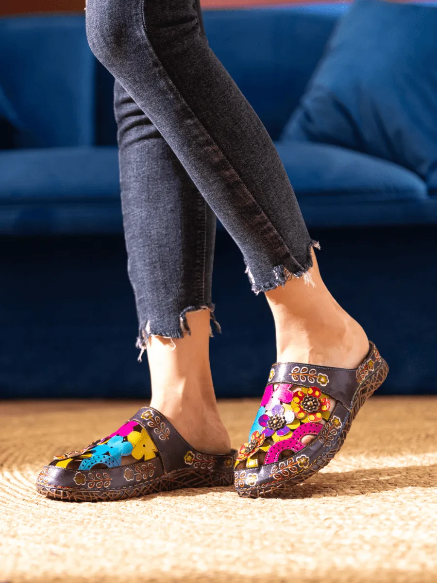 Brickell Tropical Cut-Out Leather Sandal