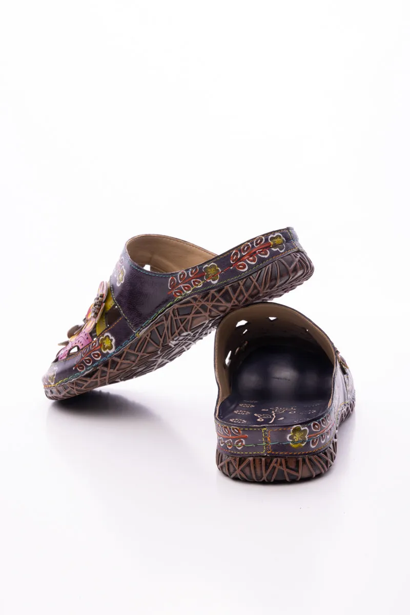 Brickell Tropical Cut-Out Leather Sandal