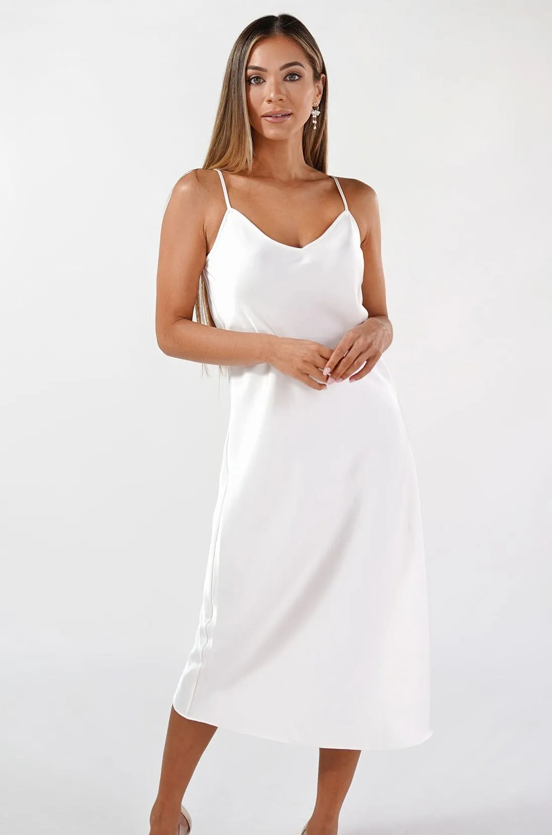 Camille Slip Dress - Pearl White
