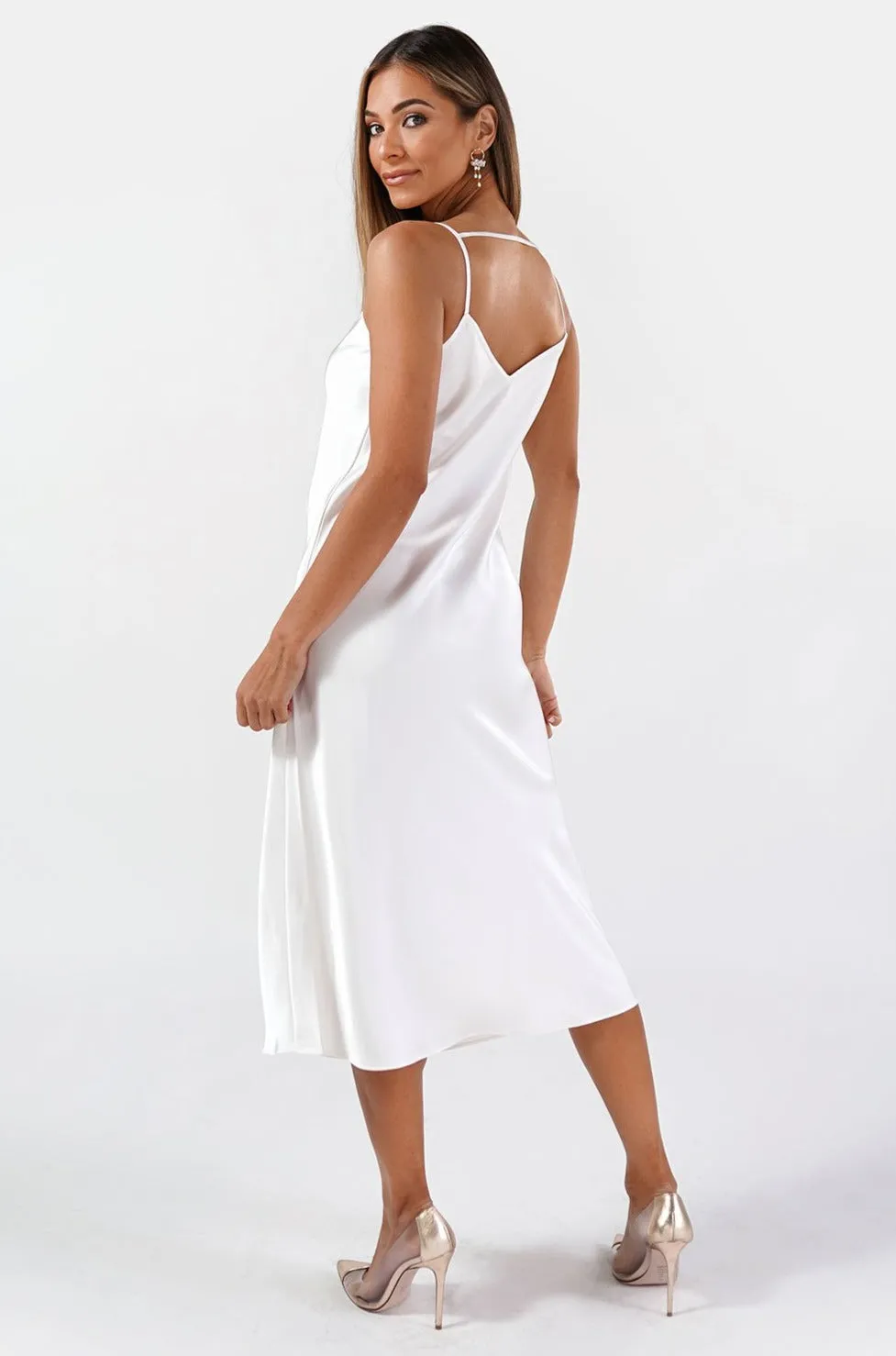 Camille Slip Dress - Pearl White