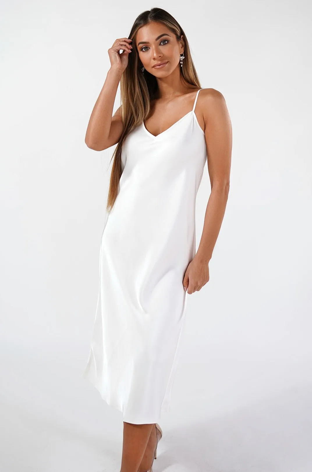 Camille Slip Dress - Pearl White