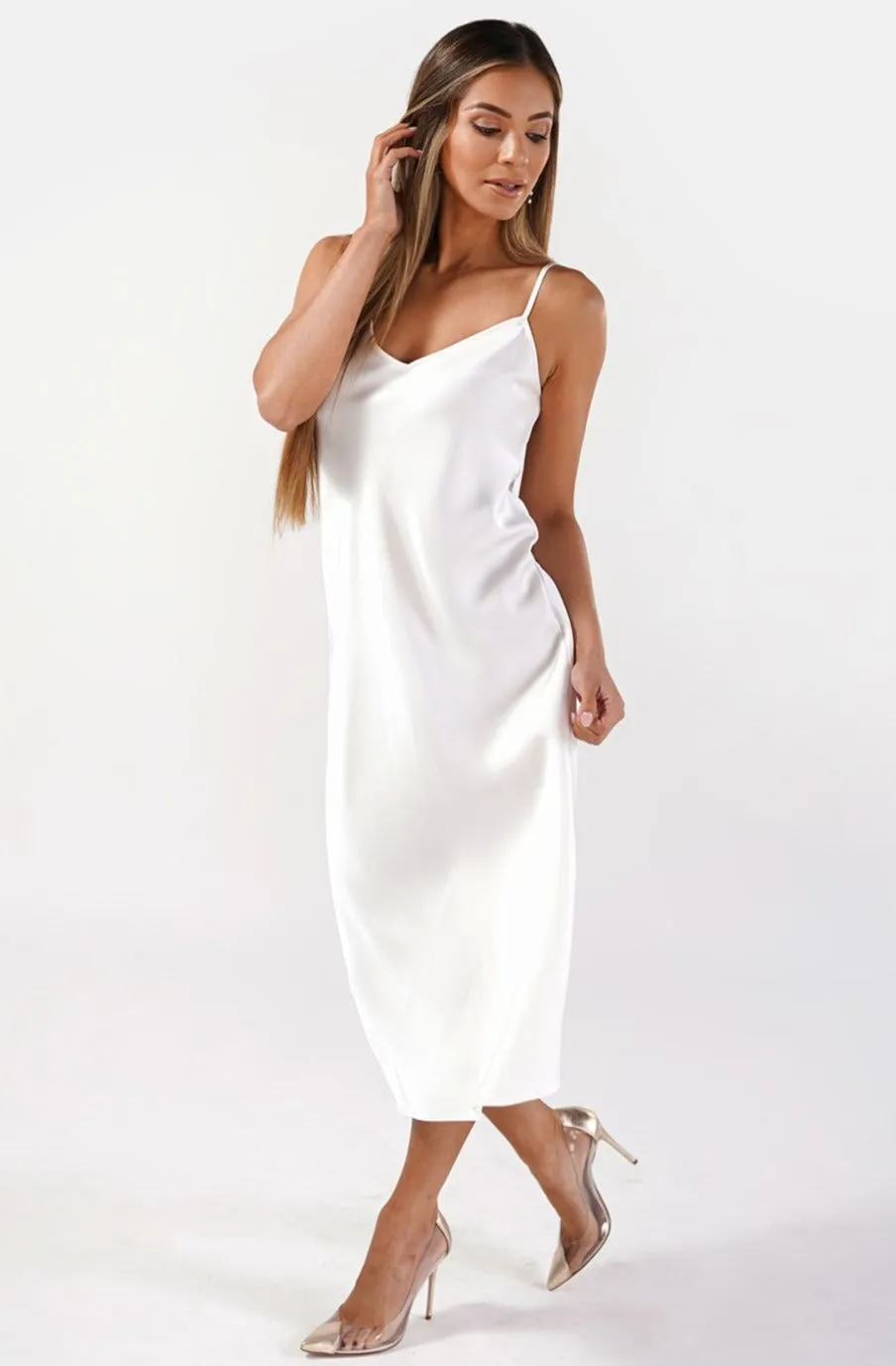 Camille Slip Dress - Pearl White