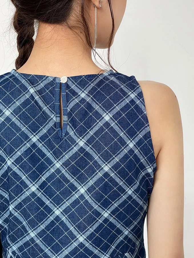Checks Ruched Peplum Top