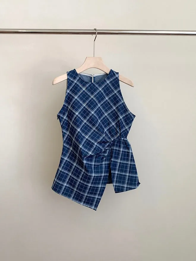 Checks Ruched Peplum Top