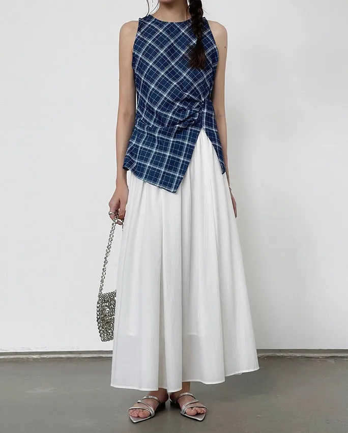 Checks Ruched Peplum Top