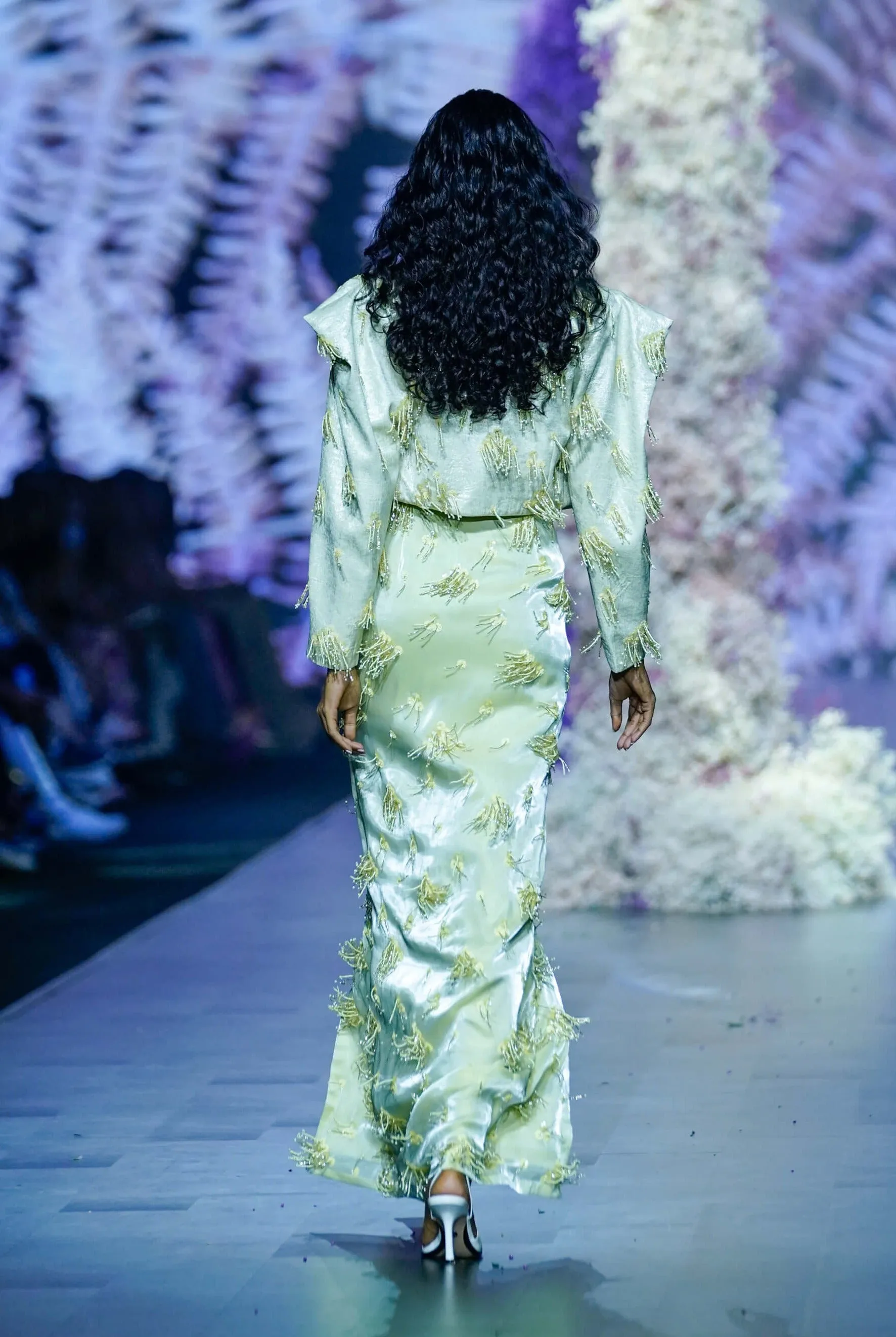 Cool matcha embroidered slip dress and jacket