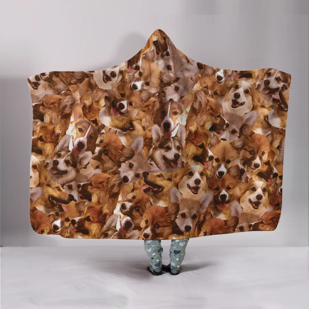 Corgis on Corgis on Corgis Hooded Blanket