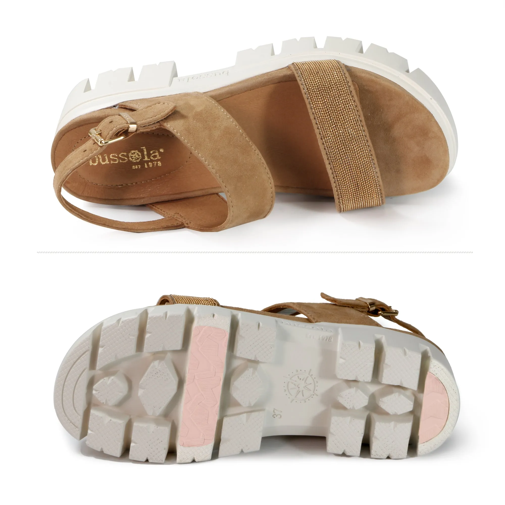 Corvara Glitter Platform Sandals (Toffee)