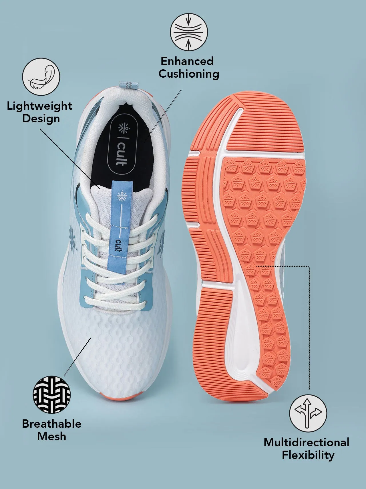 cult Men's AeroStride Running Shoes - White/Blue