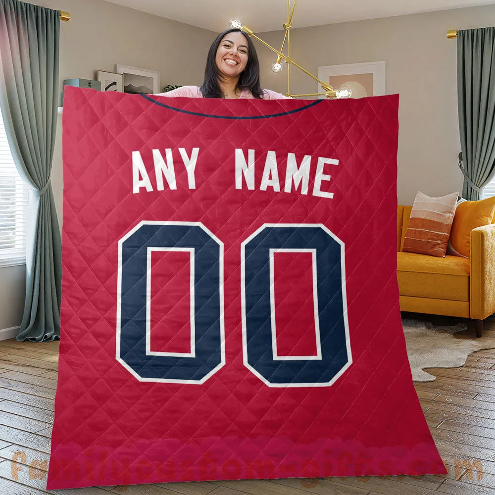 Custom Premium Quilt Blanket Atlanta Jersey Baseball Personalized Quilt Gifts for Her & Him
