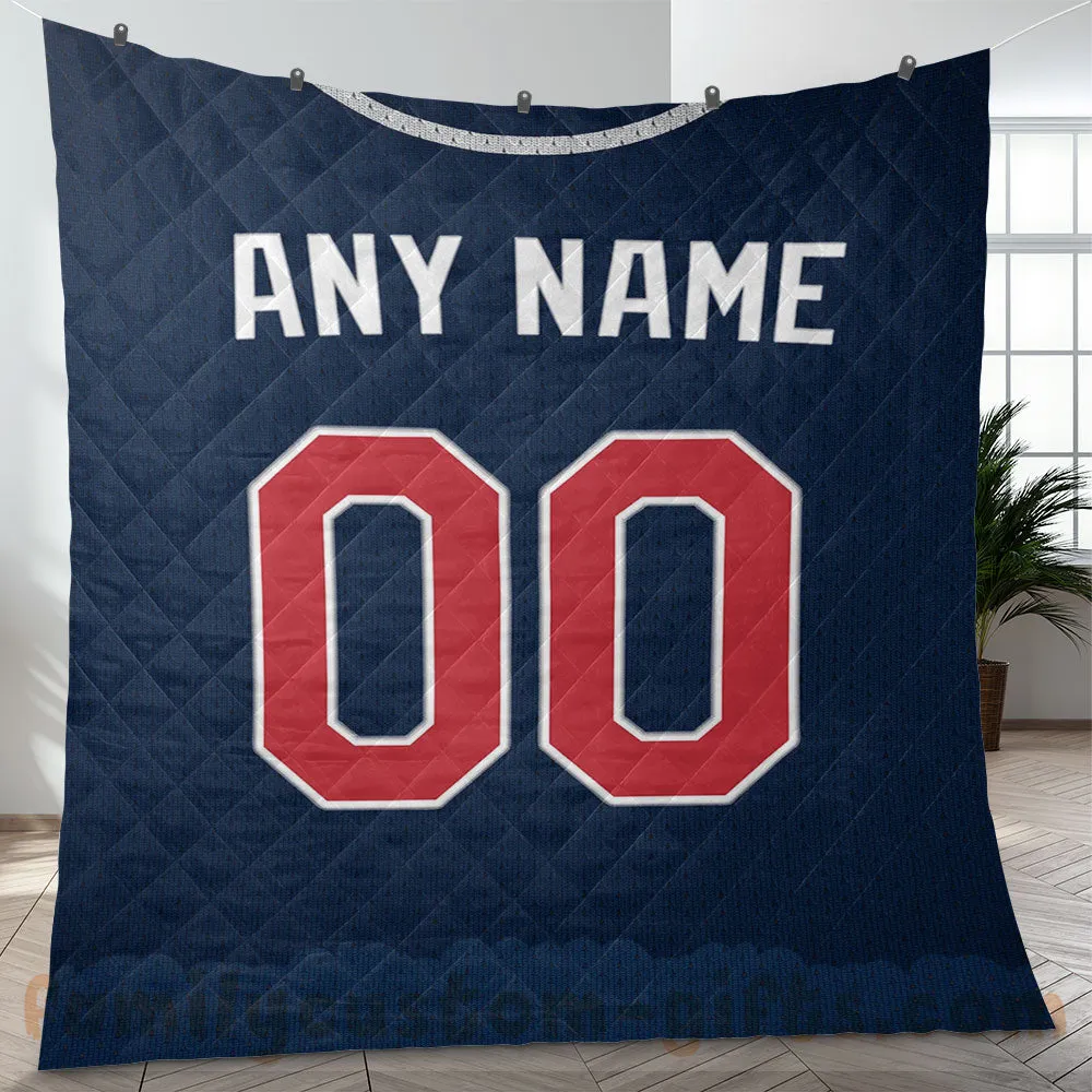 Custom Premium Quilt Blanket Atlanta Jersey Baseball Personalized Quilt Gifts for Her & Him