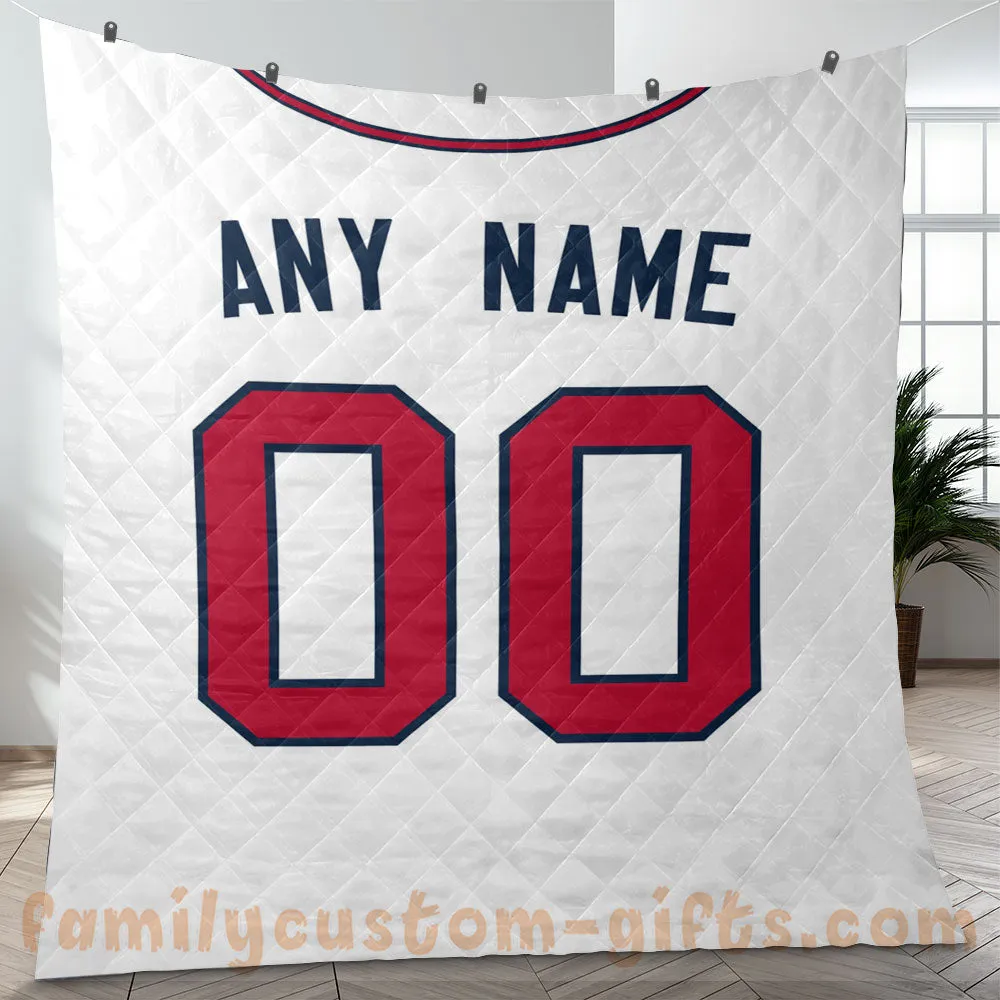 Custom Premium Quilt Blanket Atlanta Jersey Baseball Personalized Quilt Gifts for Her & Him