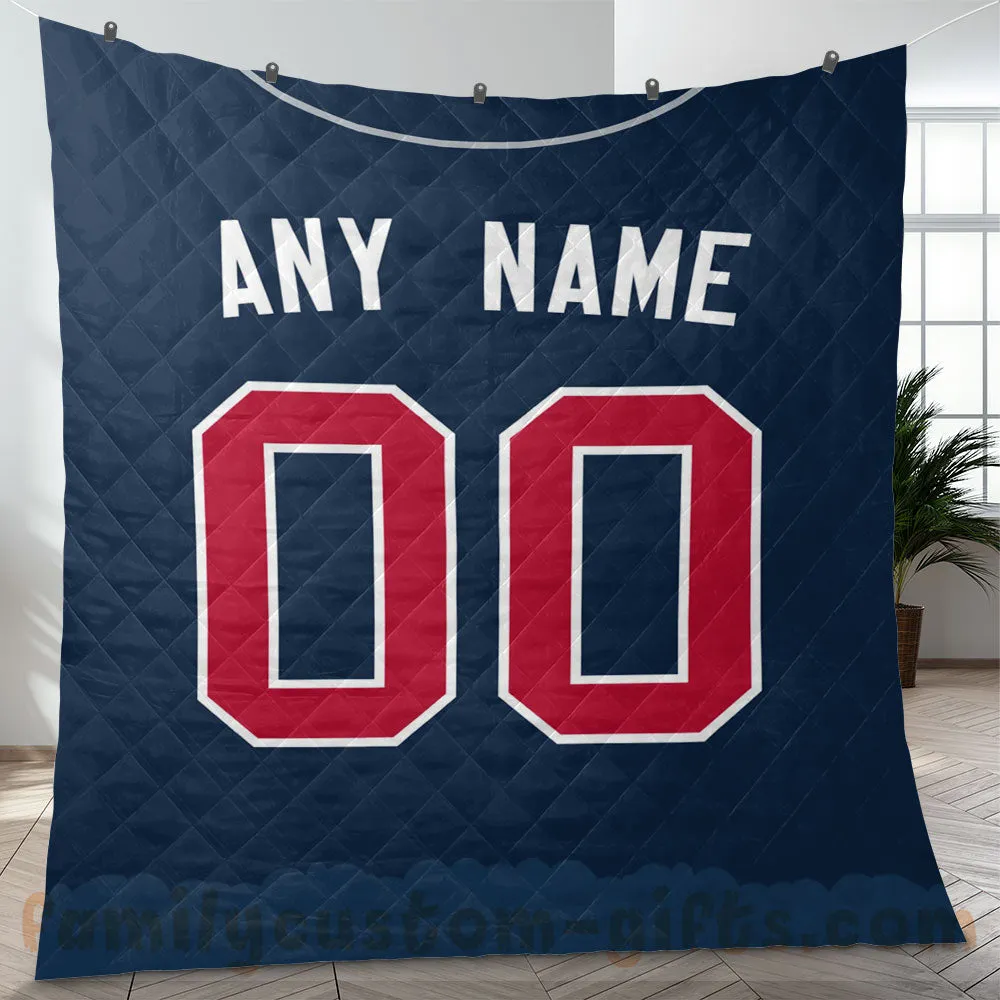 Custom Premium Quilt Blanket Atlanta Jersey Baseball Personalized Quilt Gifts for Her & Him