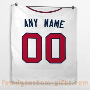 Custom Premium Quilt Blanket Atlanta Jersey Baseball Personalized Quilt Gifts for Her & Him