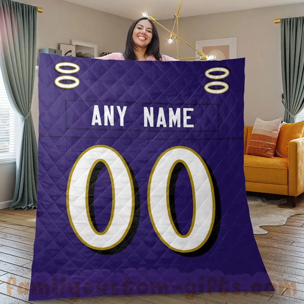 Custom Premium Quilt Blanket Baltimore Jersey American Football Personalized Quilt Gifts for Her & Him