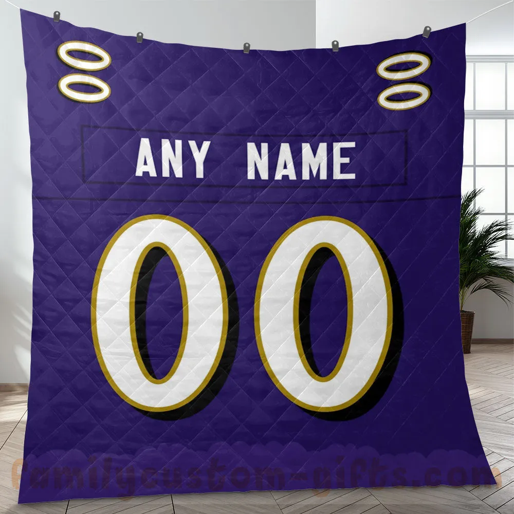 Custom Premium Quilt Blanket Baltimore Jersey American Football Personalized Quilt Gifts for Her & Him