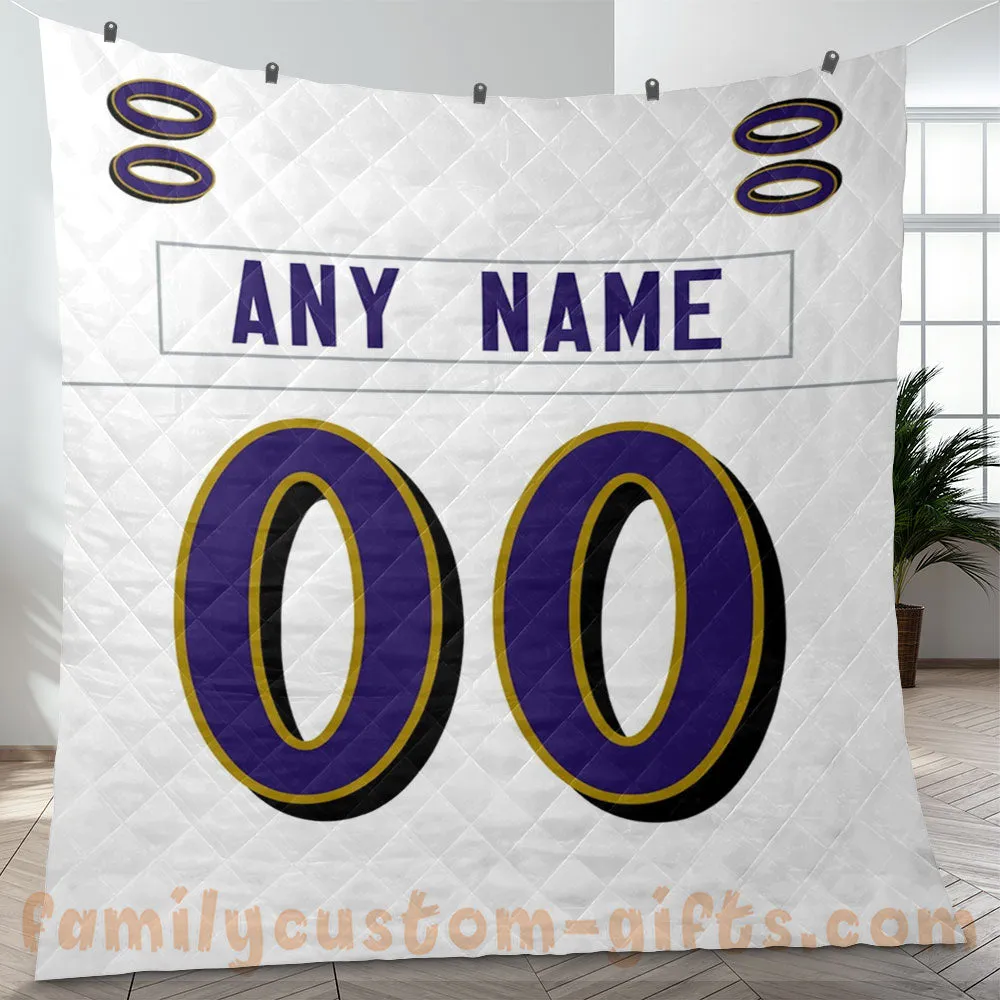 Custom Premium Quilt Blanket Baltimore Jersey American Football Personalized Quilt Gifts for Her & Him
