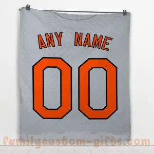 Custom Premium Quilt Blanket Baltimore Jersey Baseball  Personalized Quilt Gifts for Her & Him